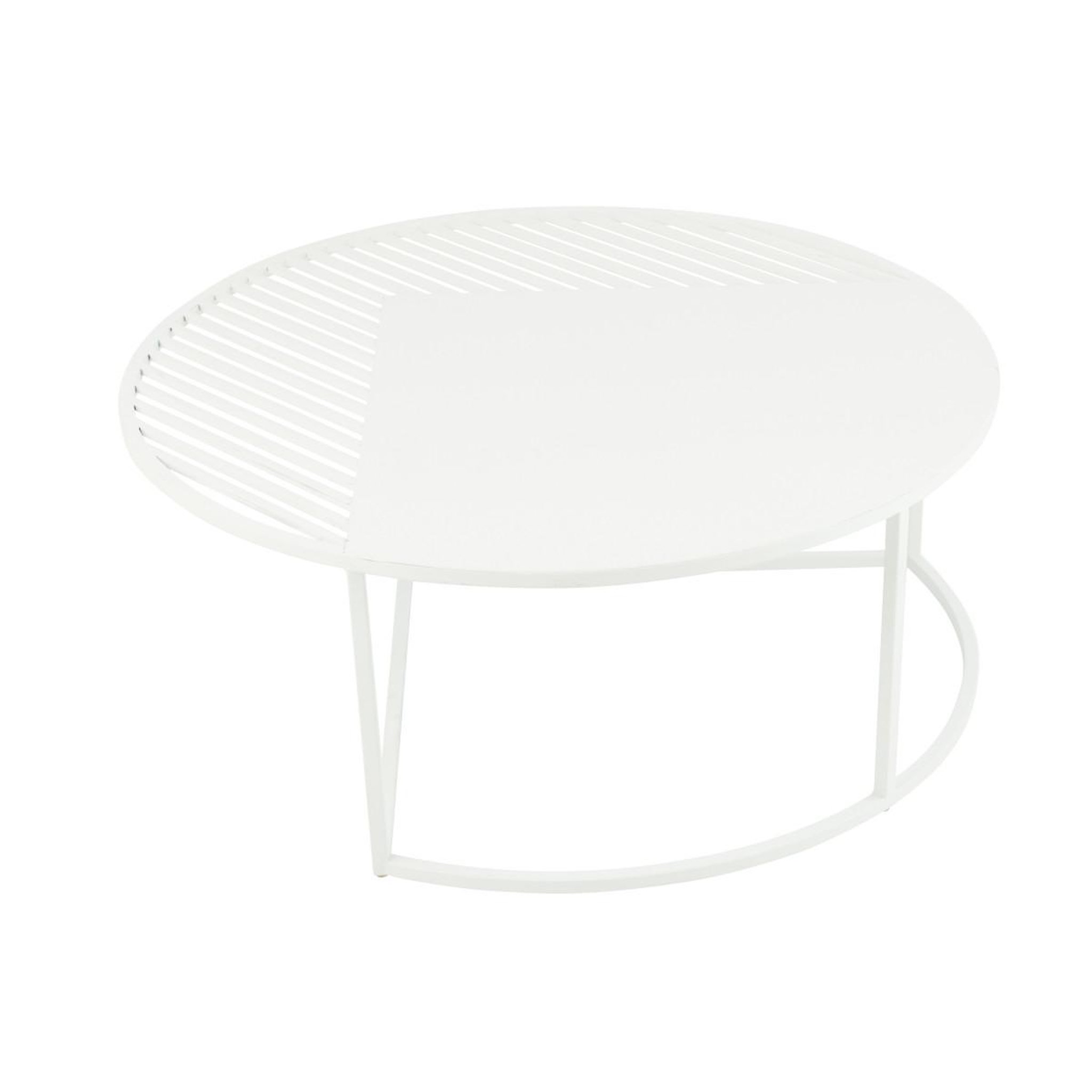 Voir la diapositive 4 : J-LINE Table Basse de Jardin en Métal  Celie  90cm Blanc