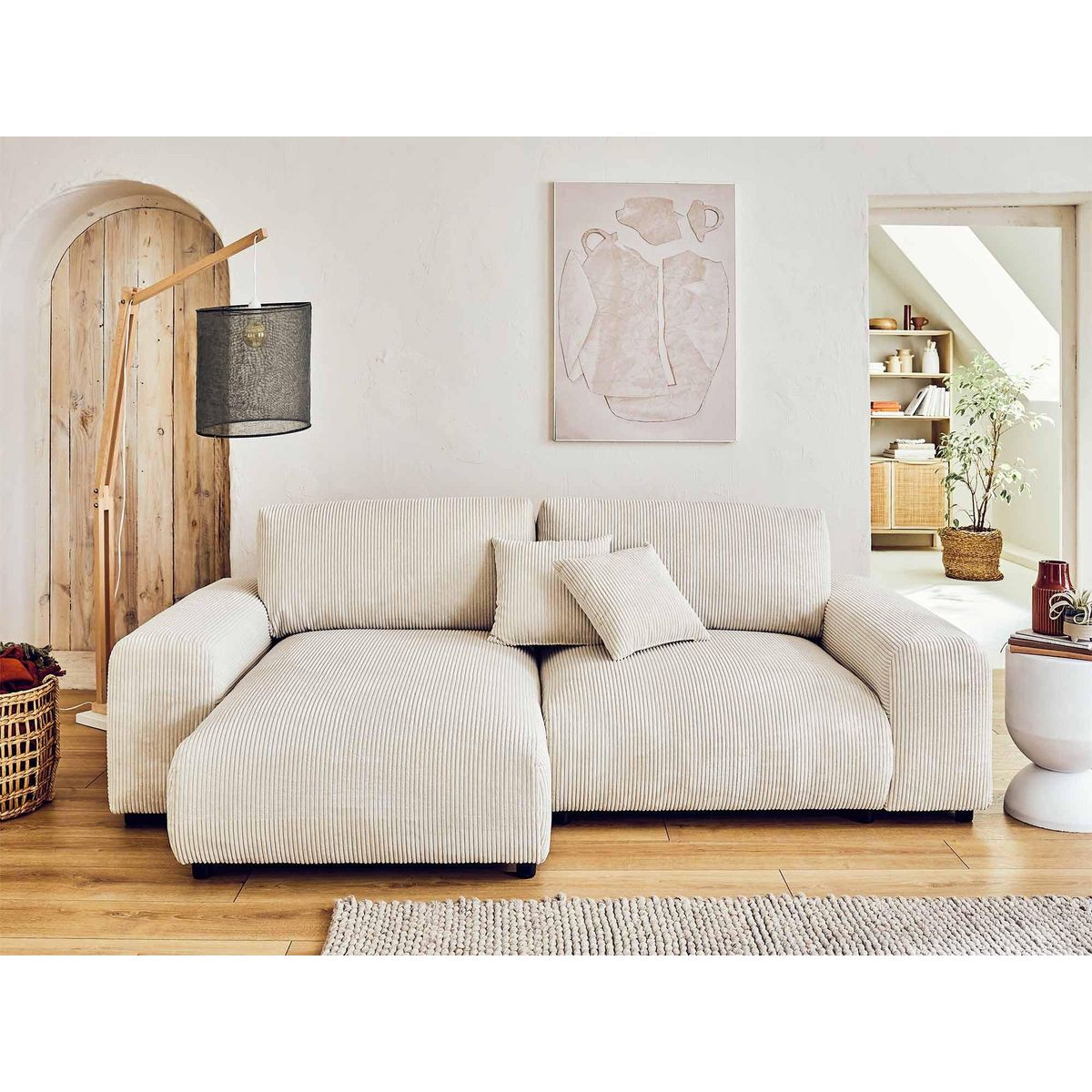 LISA DESIGN Garance - canapé d'angle réversible - 4 places - en velours côtelé