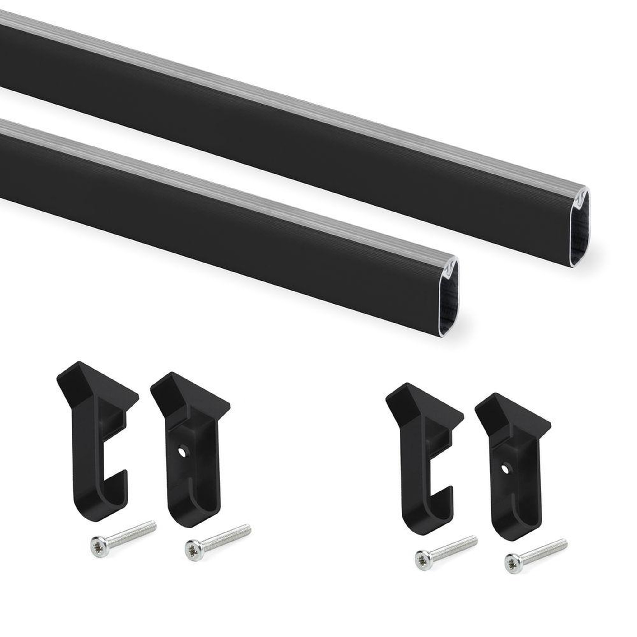 EMUCA SRL Kit tube de penderie Silk, L 750 mm, Peint en noir
