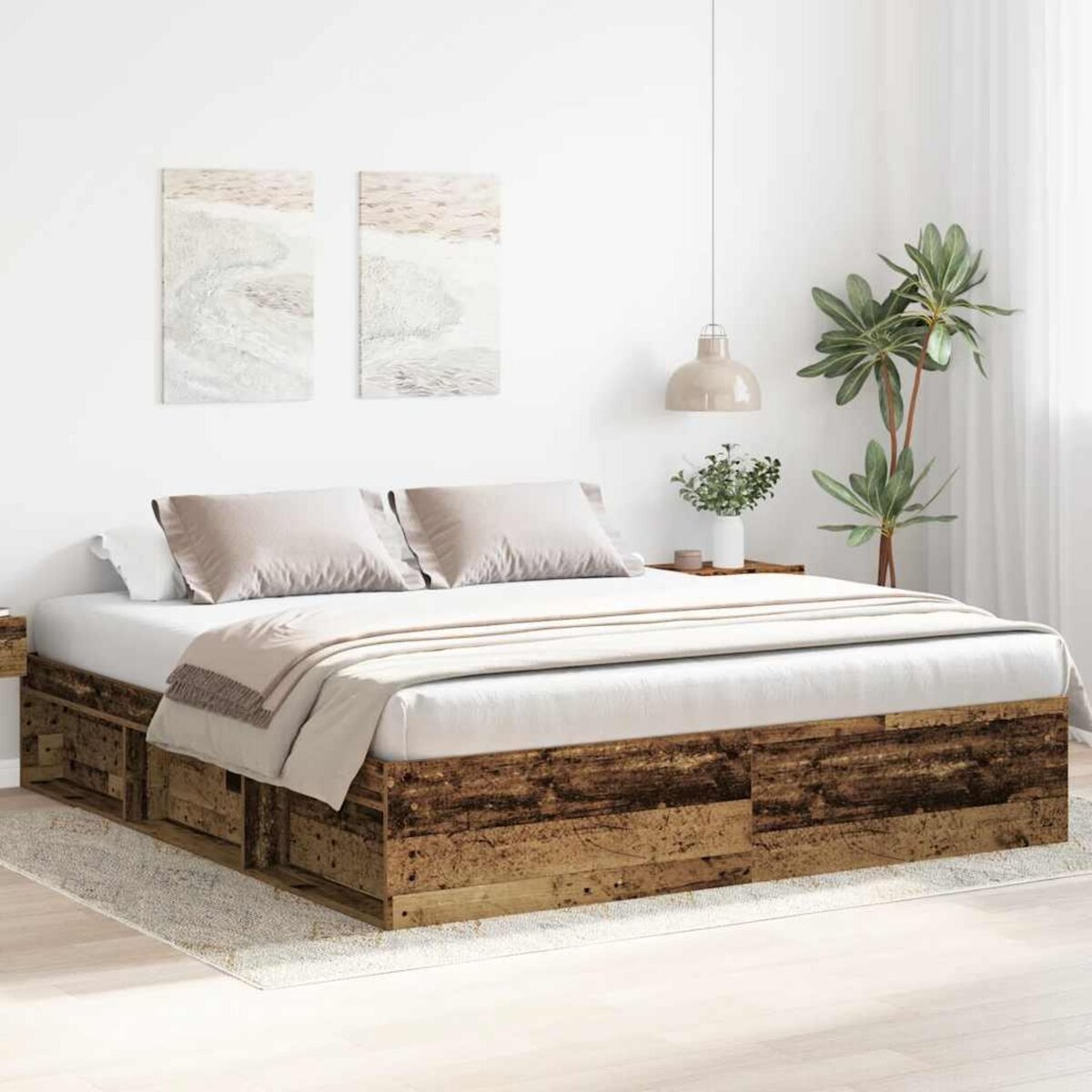 VIDAXL Cadre de lit sans matelas vieux bois 200x200 cm bois ingenierie