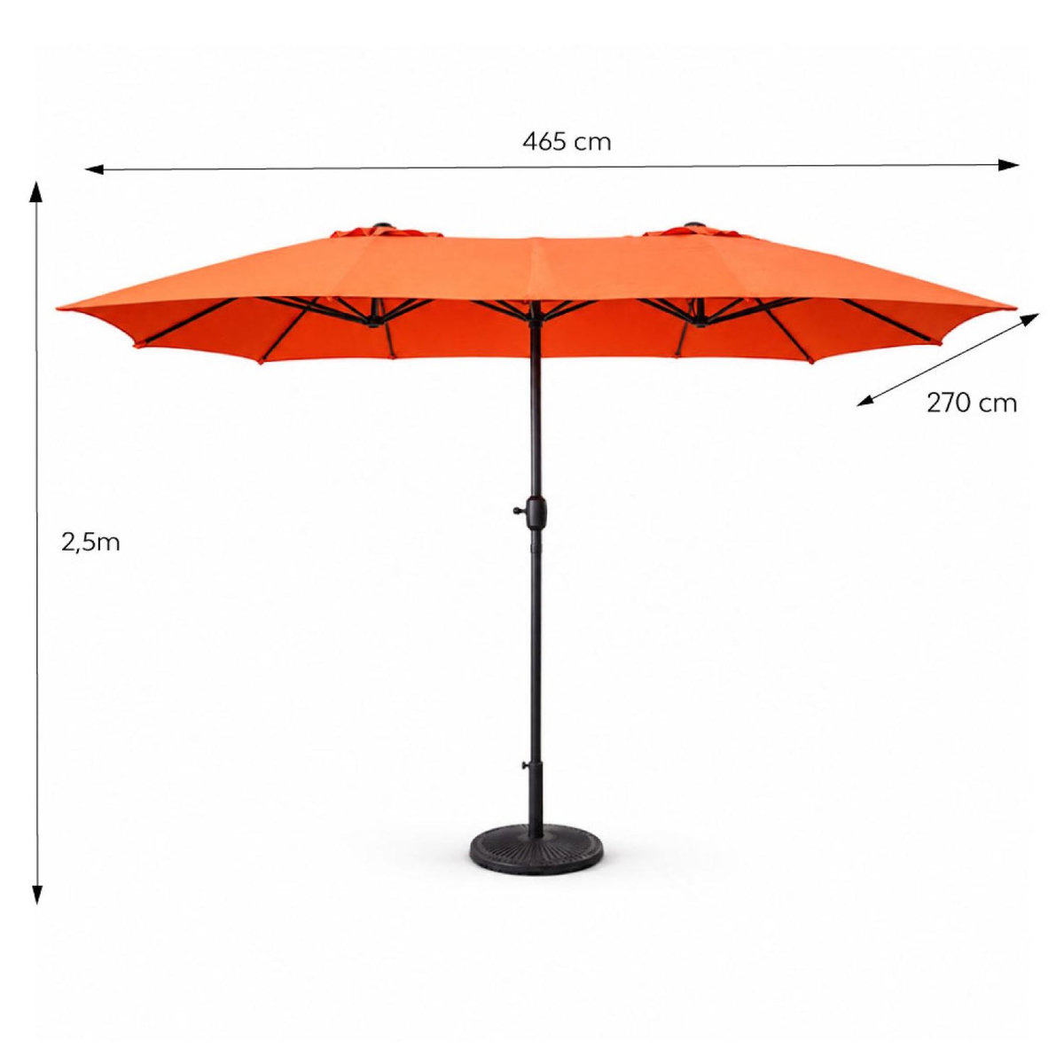 CONCEPT USINE Parasol rectangulaire double 2,7x4,6m terracotta VENICE
