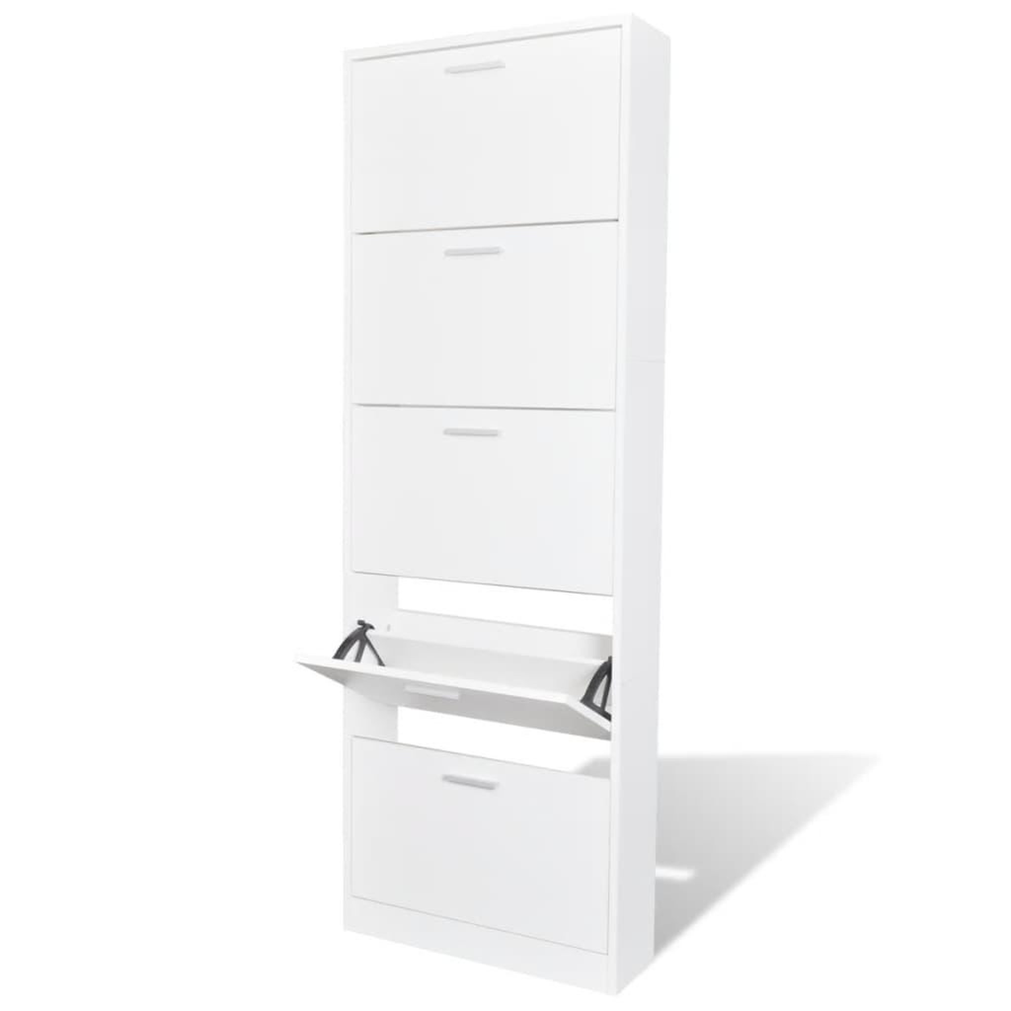 Voir la diapositive 1 : VIDAXL Meuble a chaussures en bois avec 5 compartiments Blanc