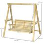 Voir la diapositive 3 : OUTSUNNY Balancelle de jardin 2 places en bois hauteur réglable - 196 x 120 x 171 cm