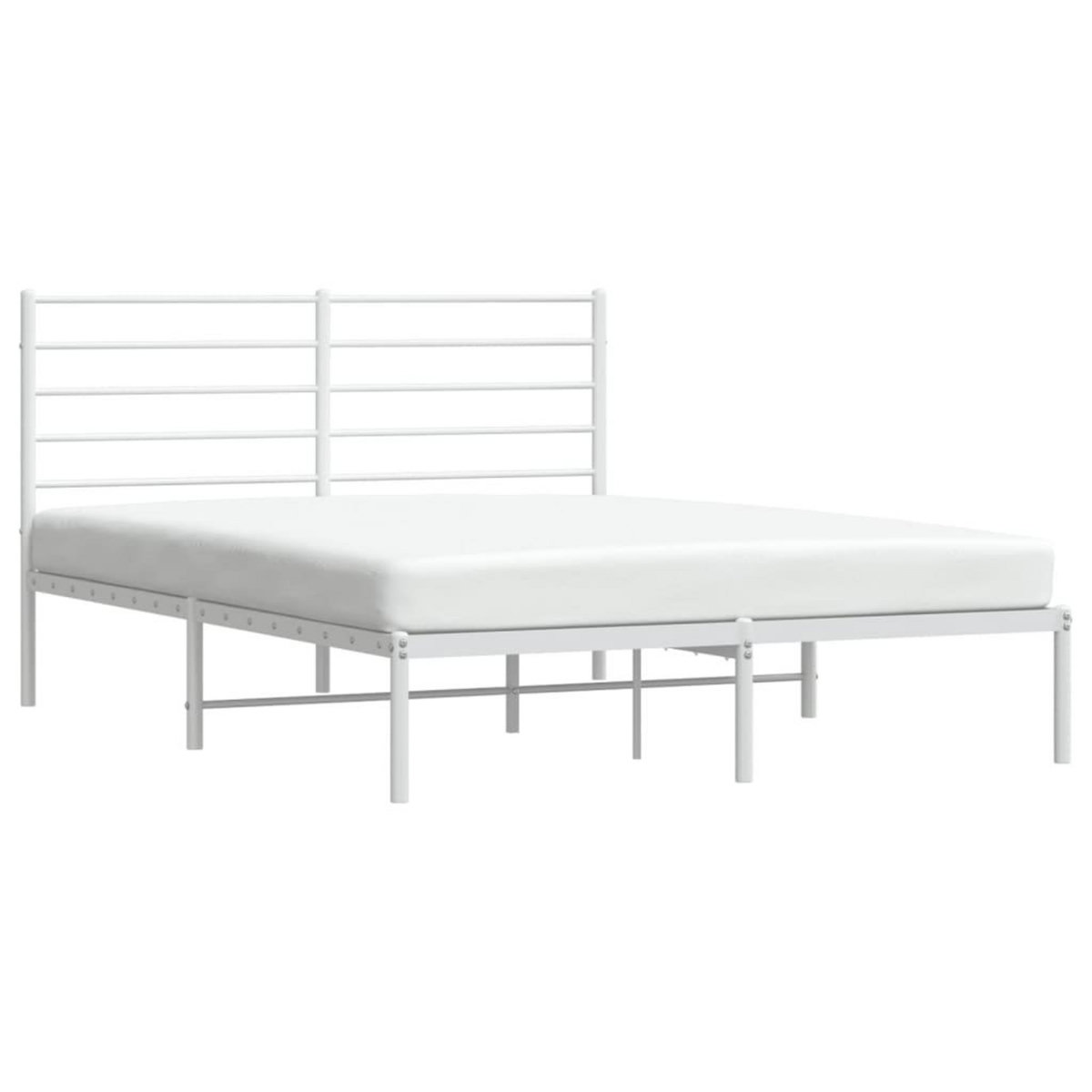 VIDAXL Cadre de lit metal sans matelas et tete de lit blanc 140x190 cm