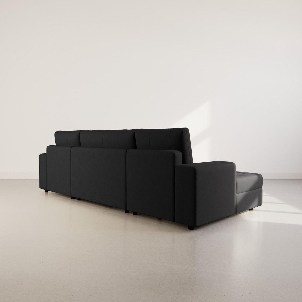 BEST MOBILIER Bastian - canapé panoramique en u 7 places convertible avec coffre en velours texturé