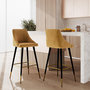 Voir la diapositive 2 : Rendez vous déco Lot de 2 chaises de bar en velours jaune curry 78 cm-Aristote