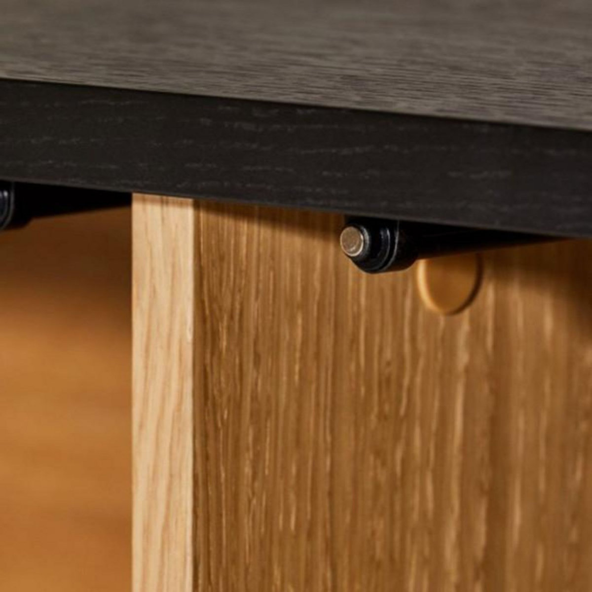 Paris Prix Buffet 4 Portes & 2 Niveaux  Stripe  161cm Chêne & Noir