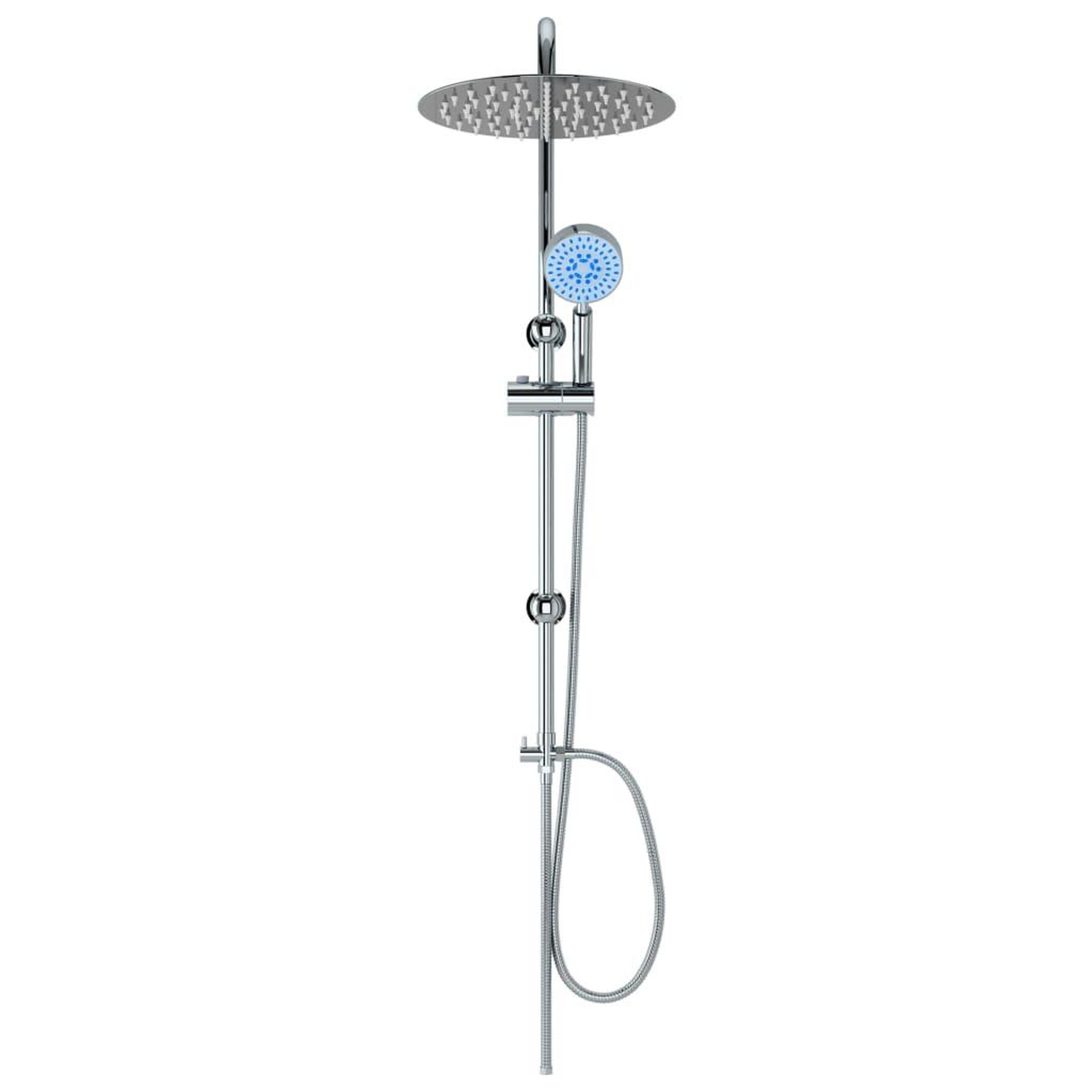 Voir la diapositive 5 : VIDAXL Ensemble de douche a deux tetes avec douchette acier inoxydable