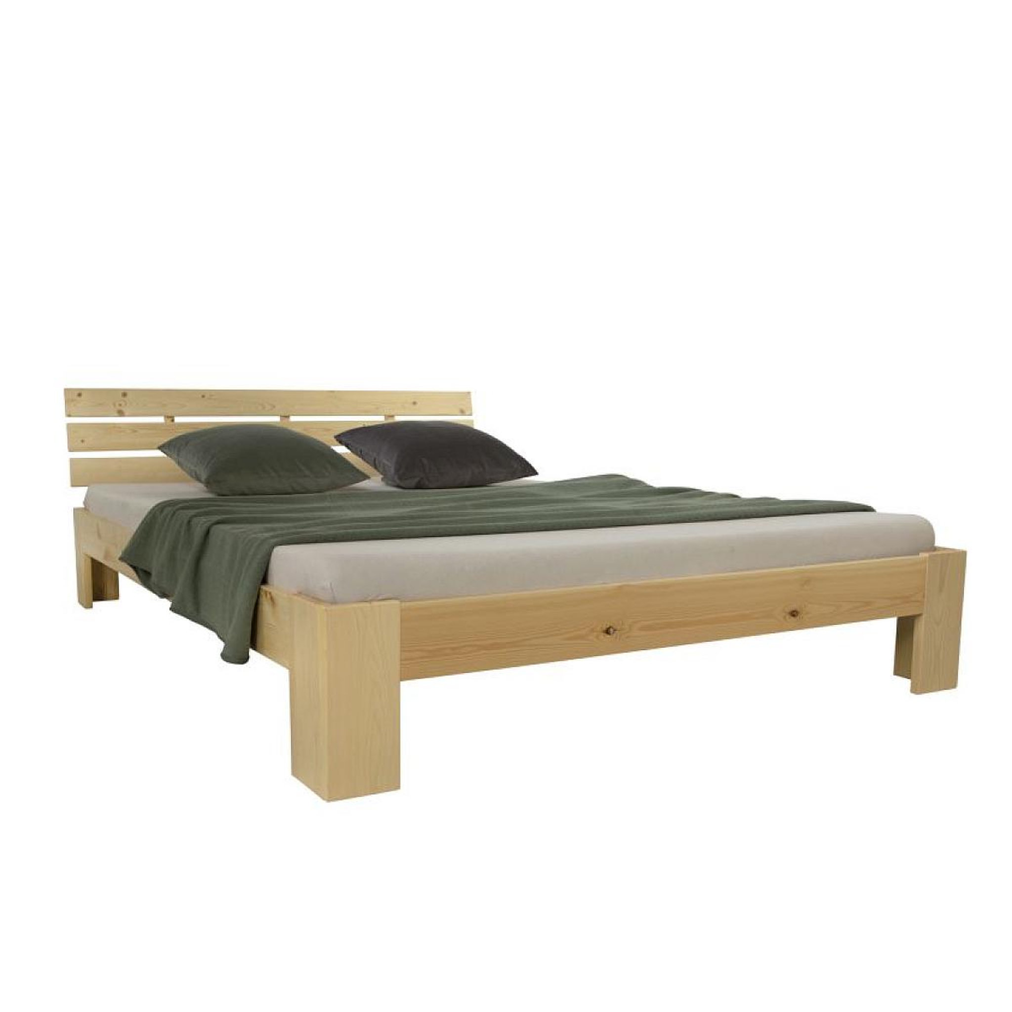 HomeStyle4U Lit double marron matelas et sommier à lattes 120x200