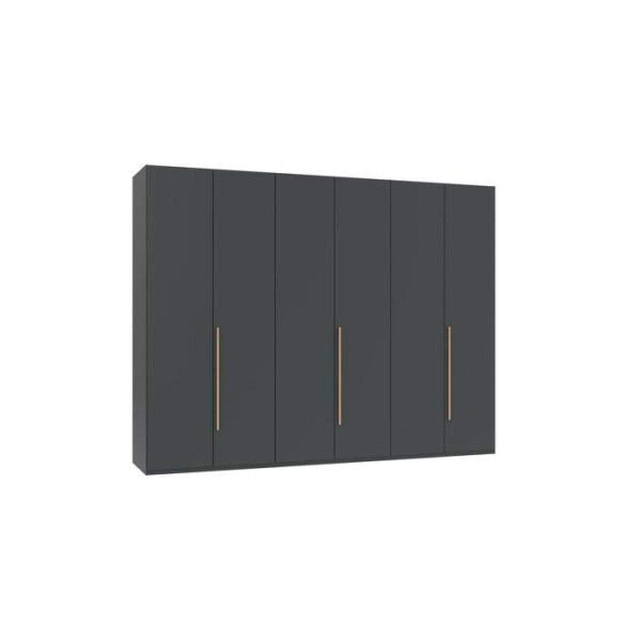 Voir la diapositive 2 : N/A Armoire de chambre - LONDON - Couleur Graphite - 6 portes battantes - 3 tiroirs - 270 x 58 x 208 cm
