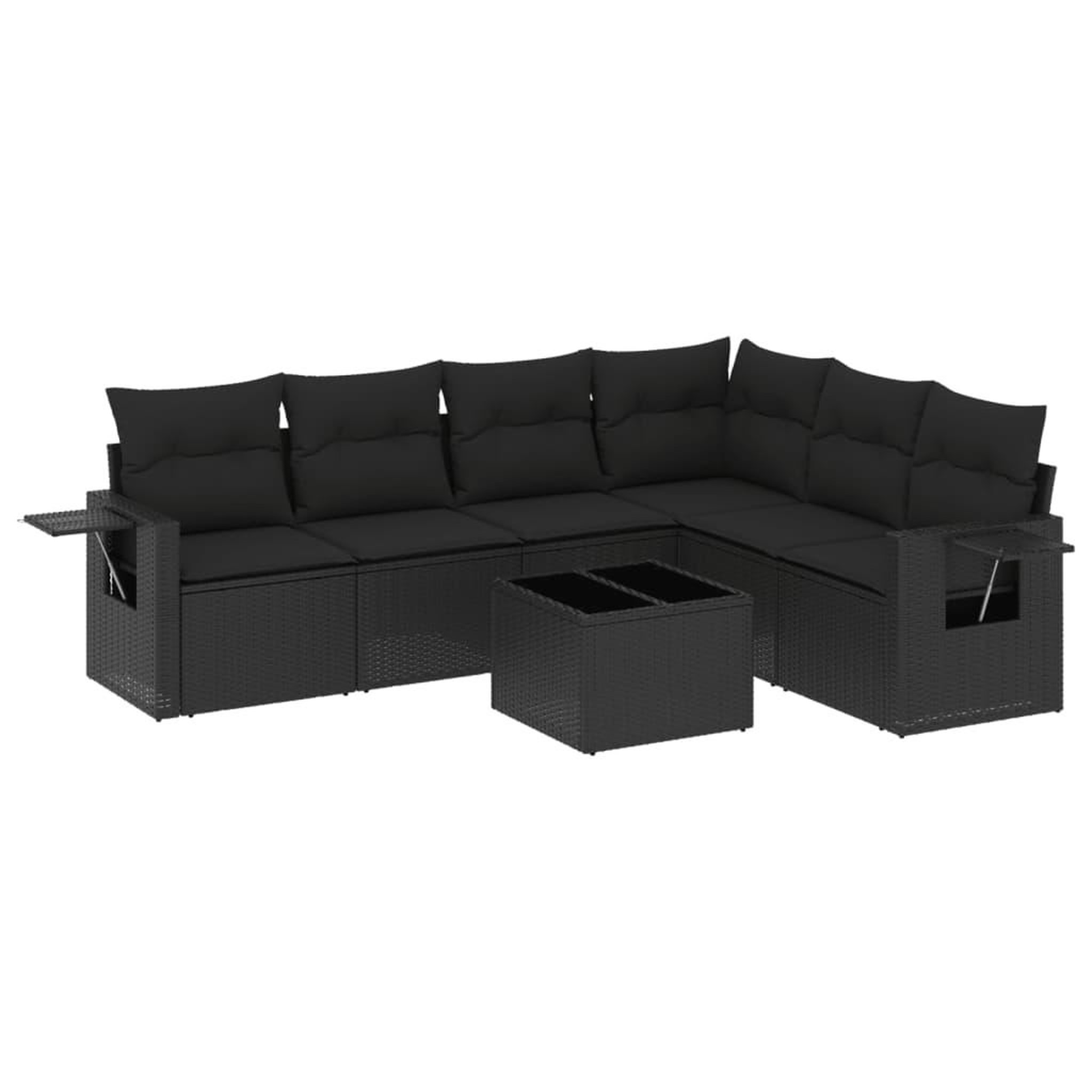 Voir la diapositive 2 : VIDAXL Salon de jardin 7 pcs avec coussins noir resine tressee