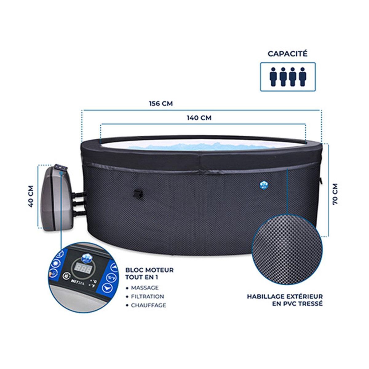 Netspa Spa portable semi-rigide Vita rond Bulles 4 places - Netspa