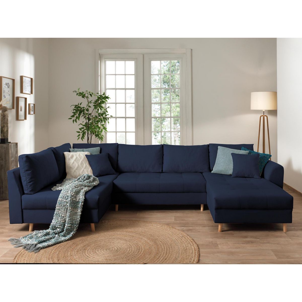 LISA DESIGN Rune - canapé panoramique avec pouf d'appoint - 7 places - style scandinave - gauche