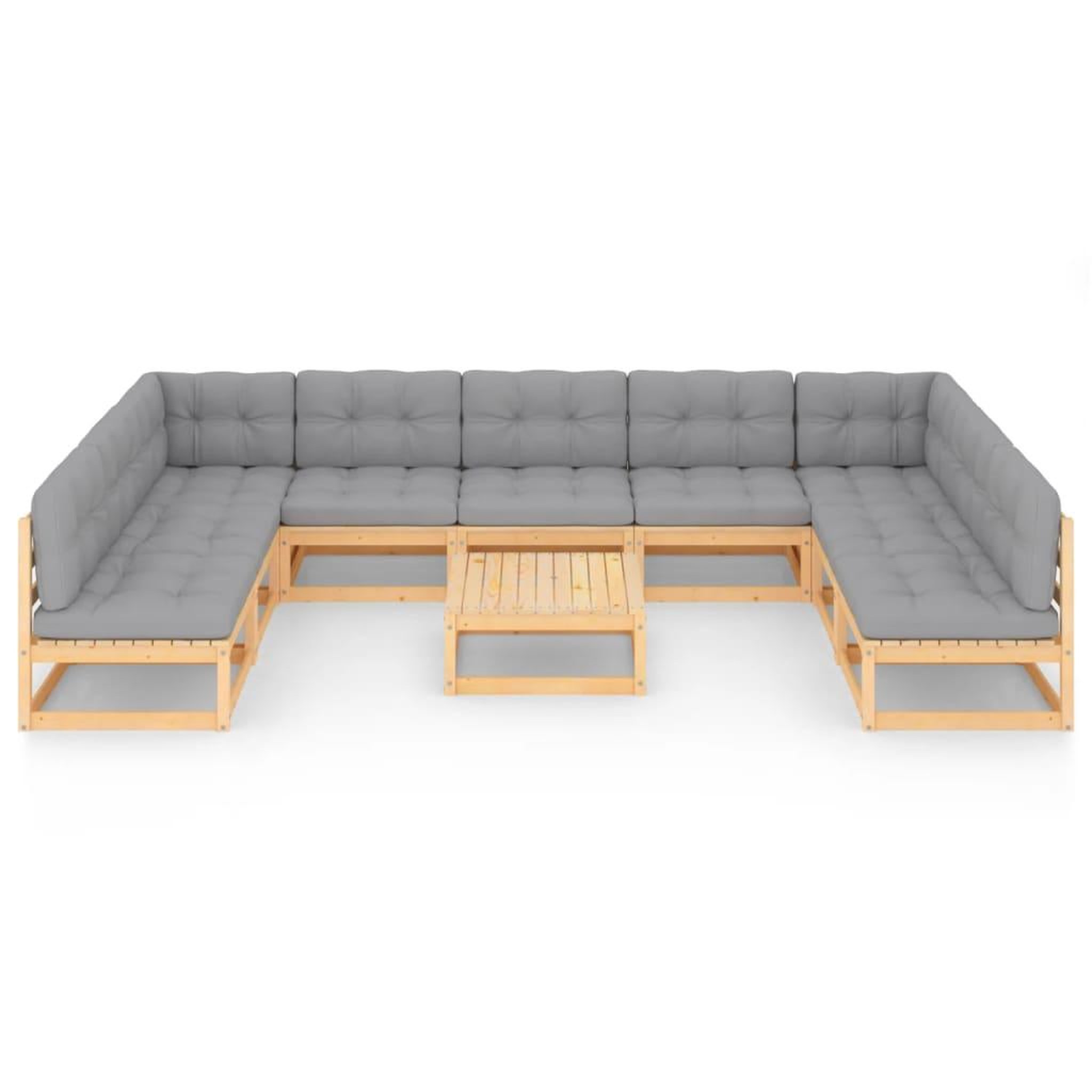 Voir la diapositive 3 : VIDAXL Salon de jardin 10 pcs avec coussins Bois de pin massif