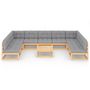 Voir la diapositive 3 : VIDAXL Salon de jardin 10 pcs avec coussins Bois de pin massif