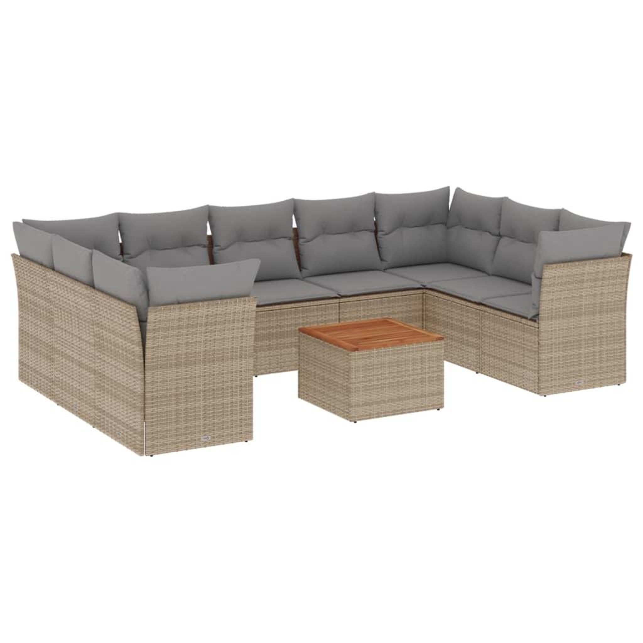 Voir la diapositive 2 : VIDAXL Salon de jardin et coussins 10 pcs melange beige resine tressee