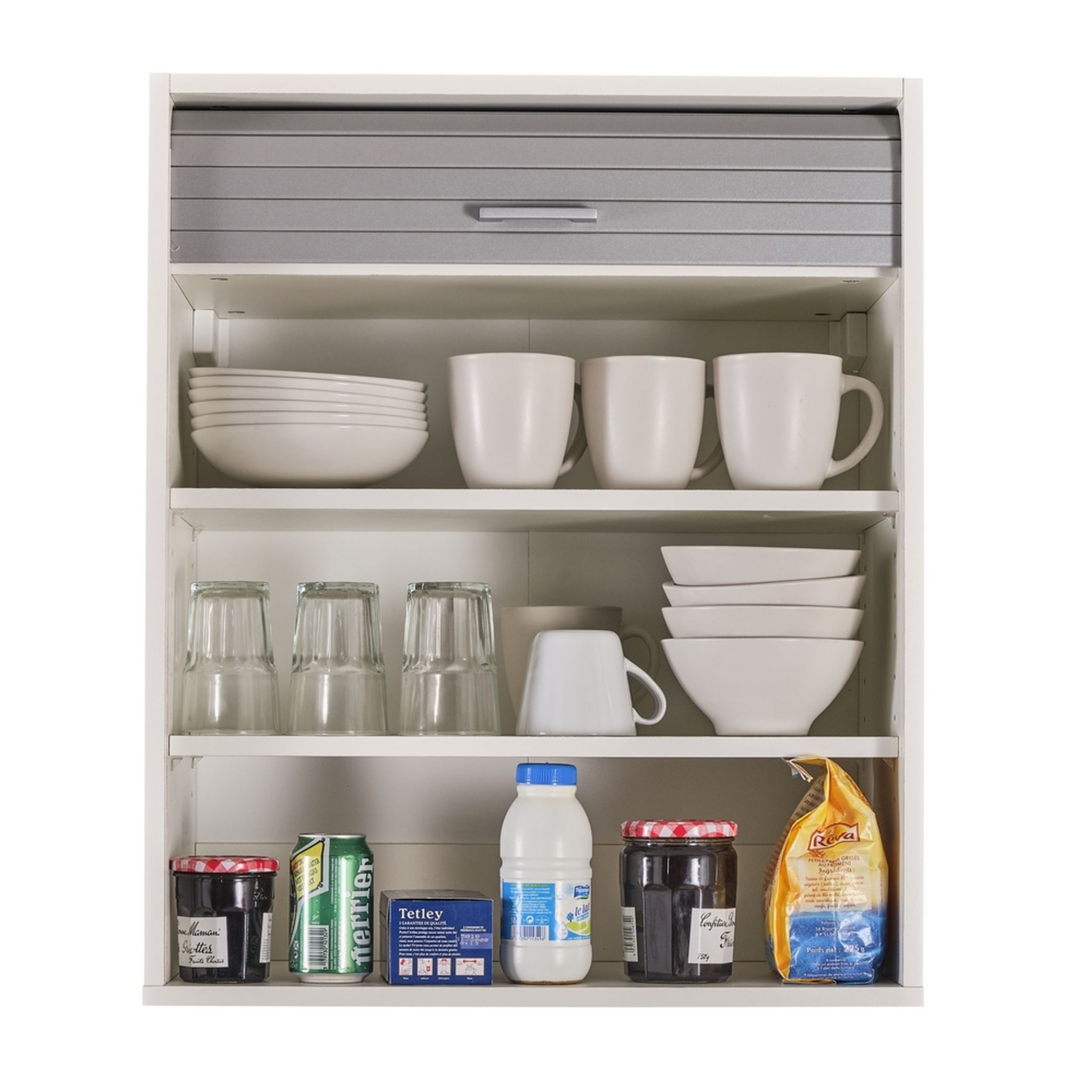 Rangement de cuisine à rideau coloris blanc L60 cm - COOKING. Coloris disponibles : Blanc