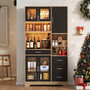 Voir la diapositive 2 : MERAX Buffet de cuisine 5 portes 4 tiroirs - 100 cm naturel+noir led mdf