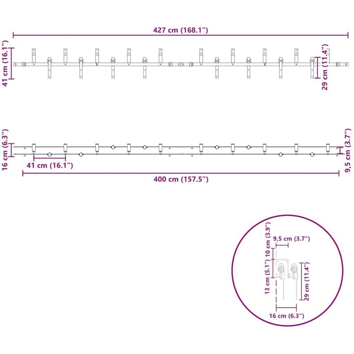 VIDAXL Kit de quincaillerie de porte coulissante 427 cm acier noir