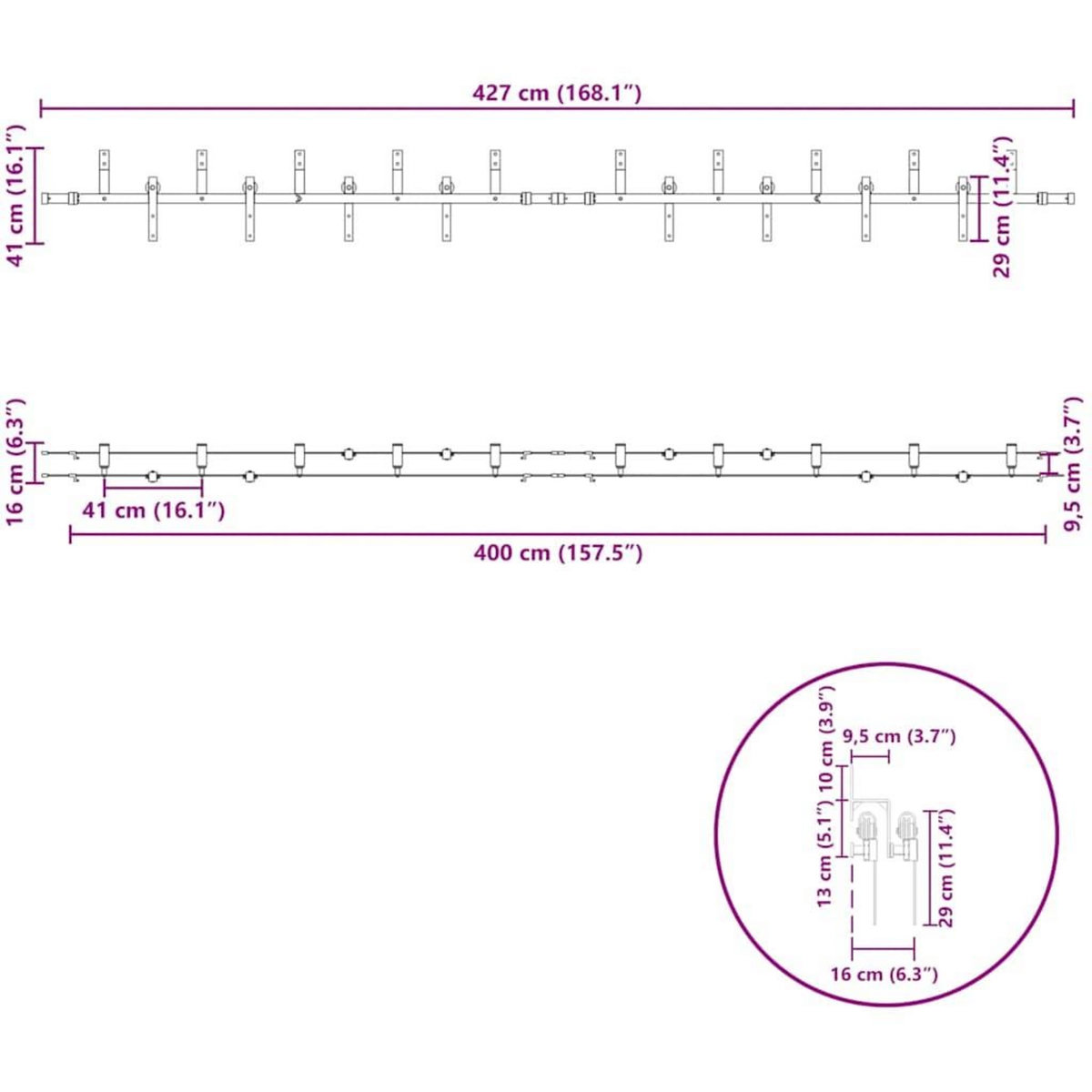 VIDAXL Kit de quincaillerie de porte coulissante 427 cm acier noir