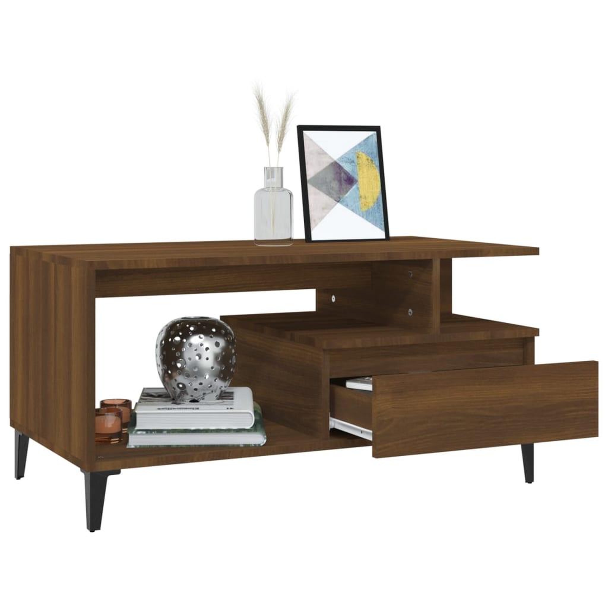 Voir la diapositive 4 : VIDAXL Table basse Chene marron 90x49x45 cm Bois d'ingenierie