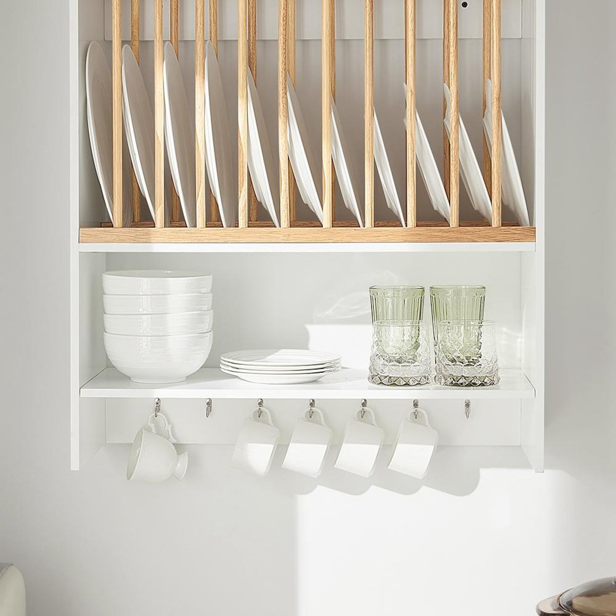 SOBUY Égouttoir à Assiettes Mural Blanc 64x24x71cm KCR09-W
