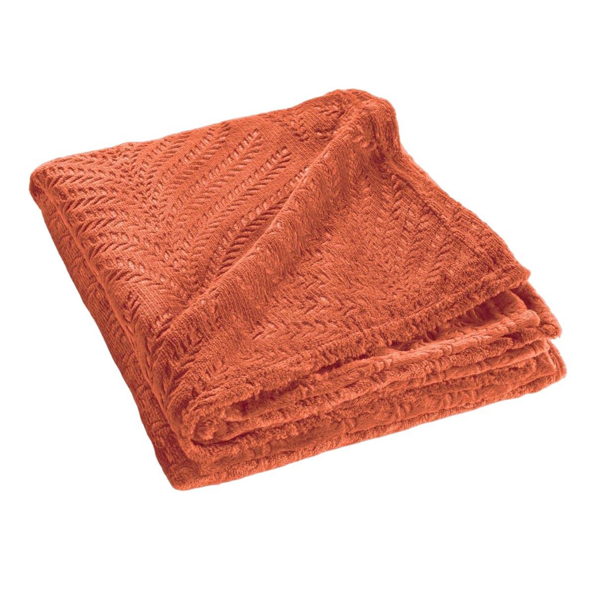 Douceur d'Intérieur Plaid uni en flanelle  nelia  125x150cm terracotta