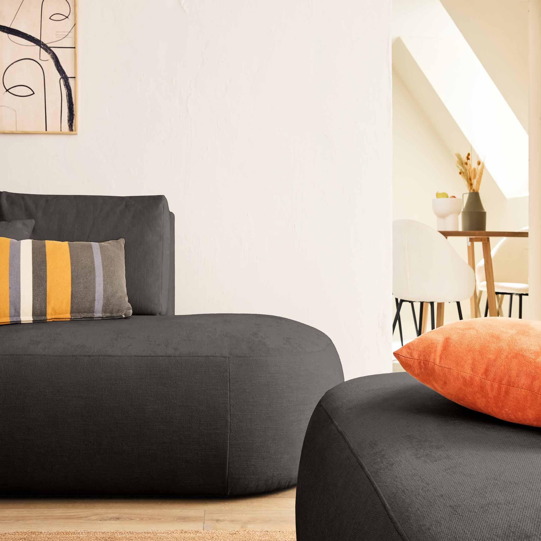 Voir la diapositive 2 : LISA DESIGN Santorini - canapé modulable d'angle gauche + pouf - 4 places - en tissu texturé