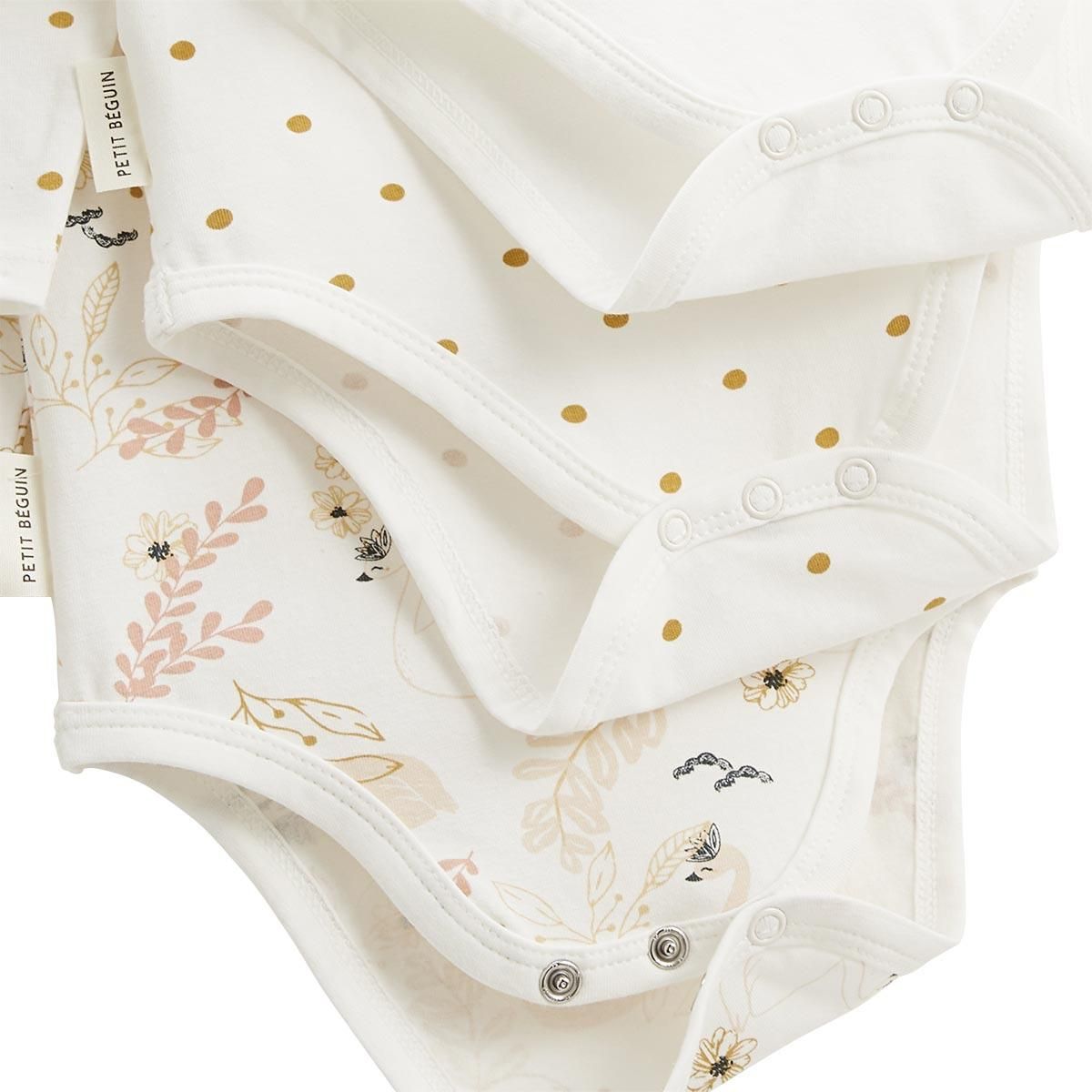 Petit Béguin Lot de 3 bodies bébé manches longues Misty