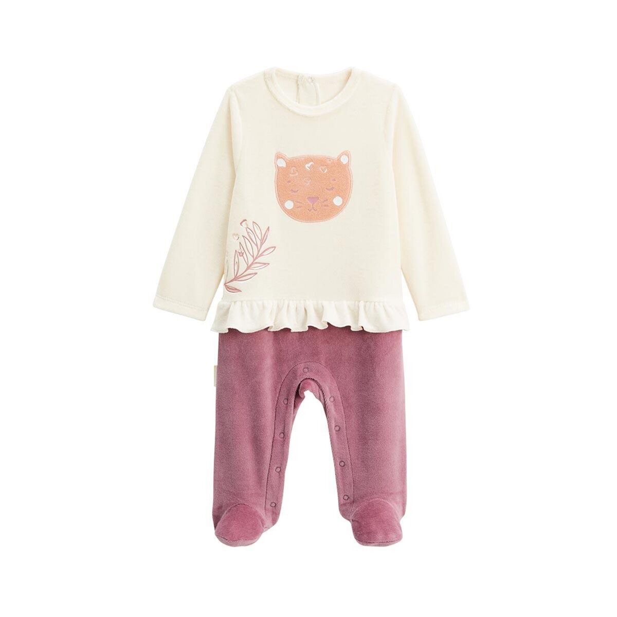 Petit Béguin Pyjama bébé en velours Matcha