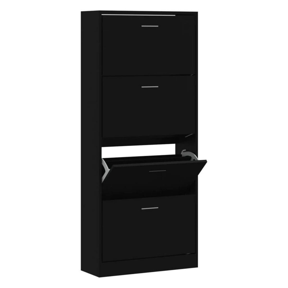VIDAXL Armoire a chaussures Noir 63x24x147 cm Bois d'ingenierie