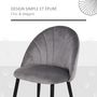 Voir la diapositive 4 : HOMCOM Lot de 2 chaises velours gris pieds métal noir dim. 52L x 54l x 79H cm