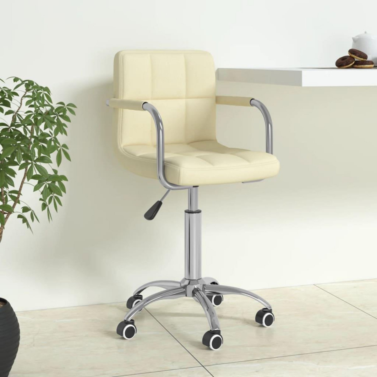 VIDAXL Chaise pivotante de bureau Creme Tissu
