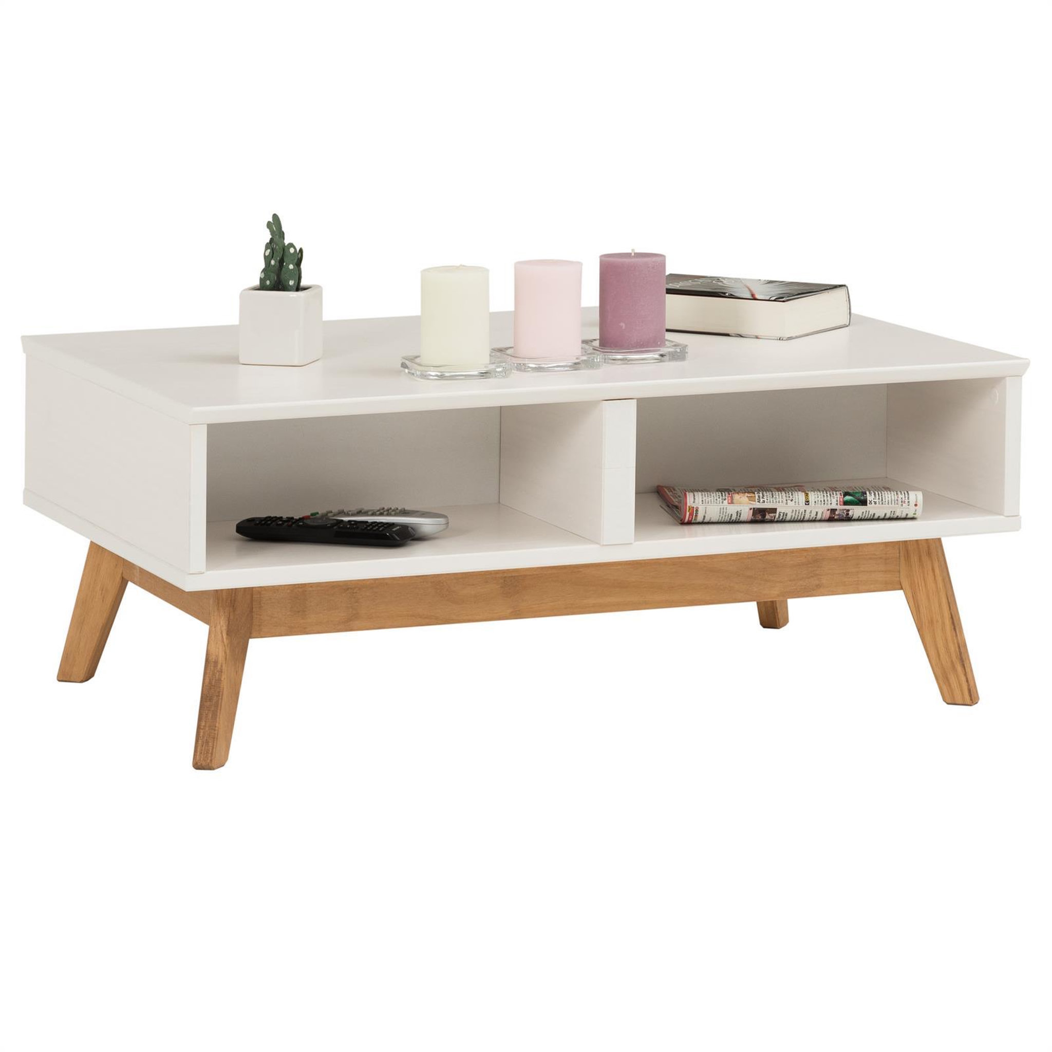 Voir la diapositive 5 : IDIMEX Table basse tibor, 2 tiroirs et 2 niches