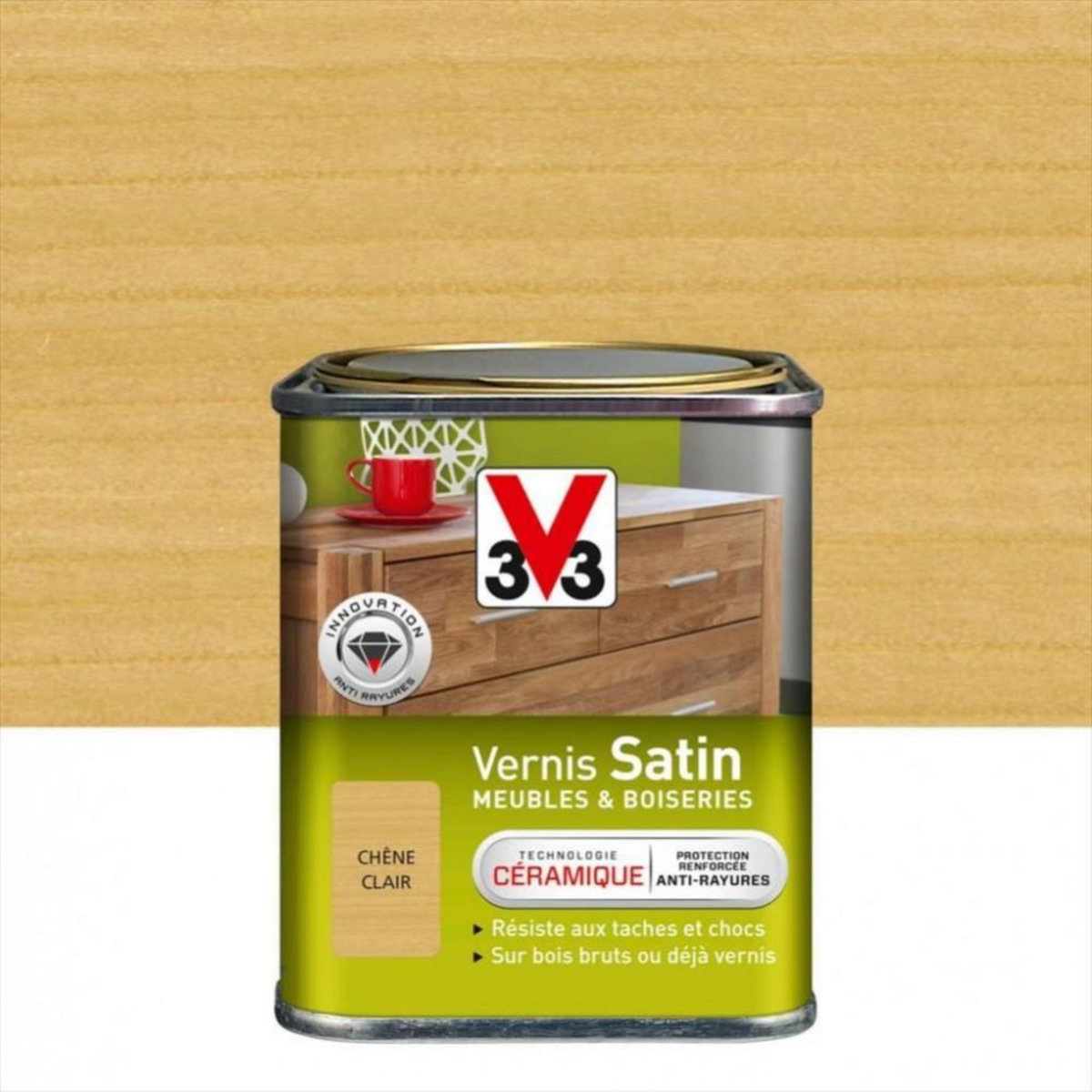 CENTRALE BRICO Vernis meuble et objet V33, chêne clair satiné, 0.25l