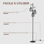 Voir la diapositive 6 : HOMCOM Lampadaire design industriel 3 têtes 40 W max. luminosité réglable métal filaire acier noir