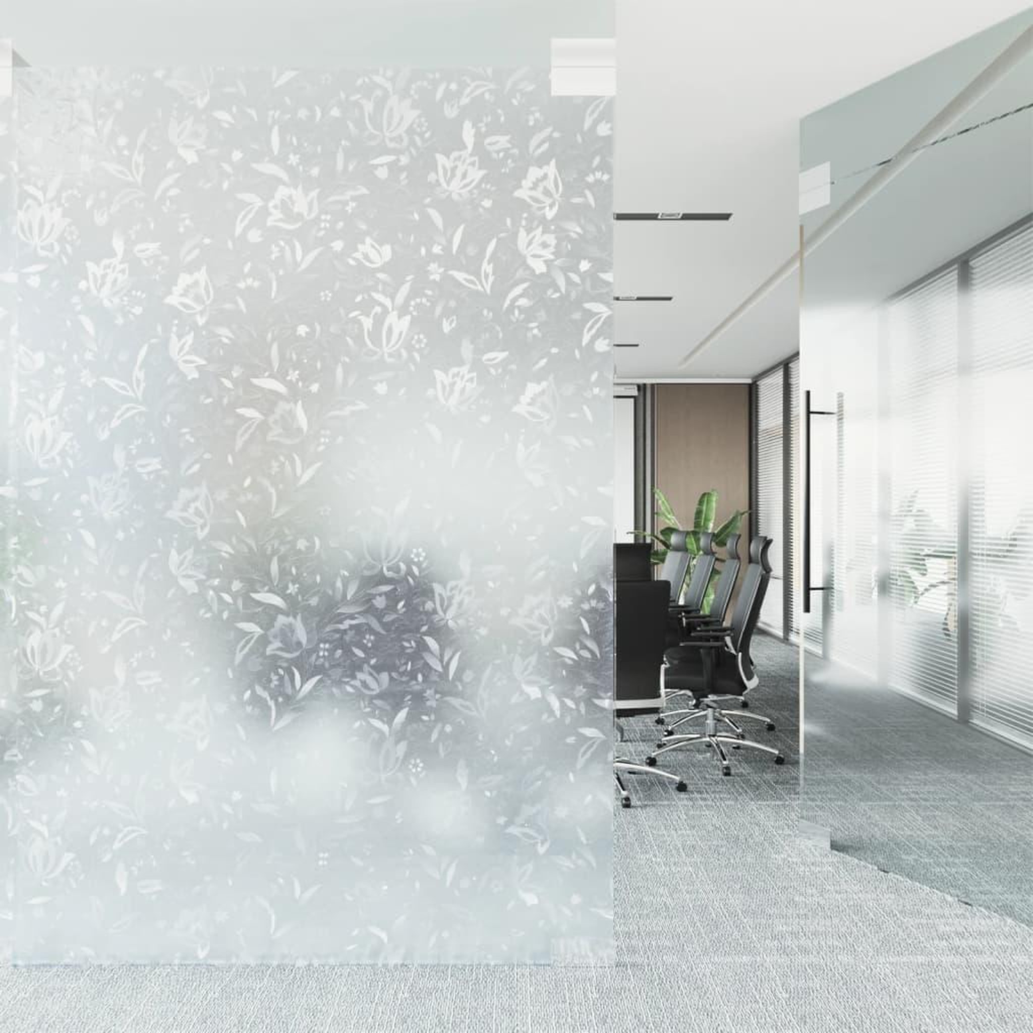 Voir la diapositive 3 : VIDAXL Film pour fenetre depoli motif de fleurs 45x500 cm PVC