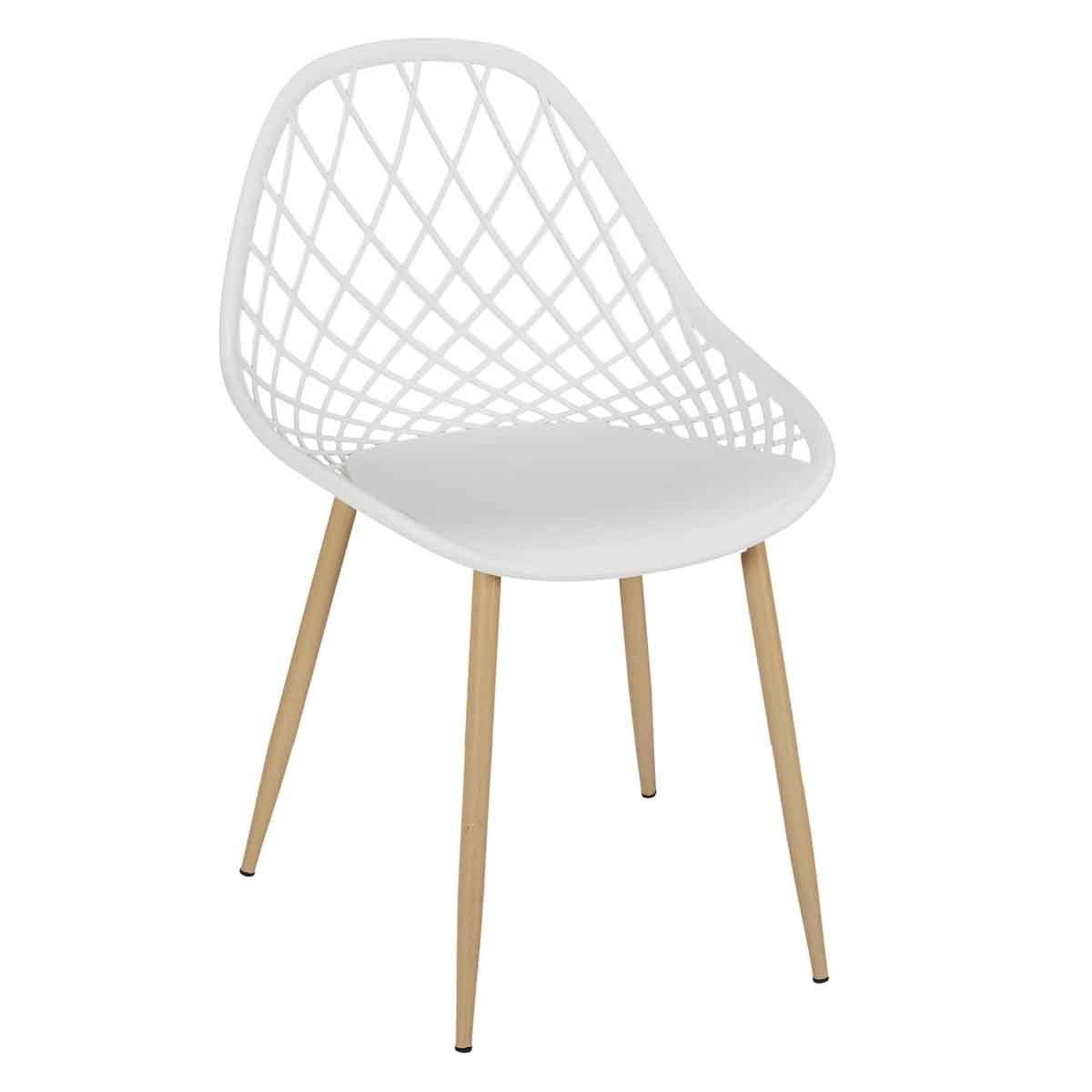 Voir la diapositive 2 : The Home Deco Factory Lot de 4 chaises design  malaga  80cm blanc