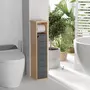 HOMCOM Support papier toilette - porte-papier toilette - armoire pour papier toilette - 2 niveaux + sortie papier MDF gris bambou