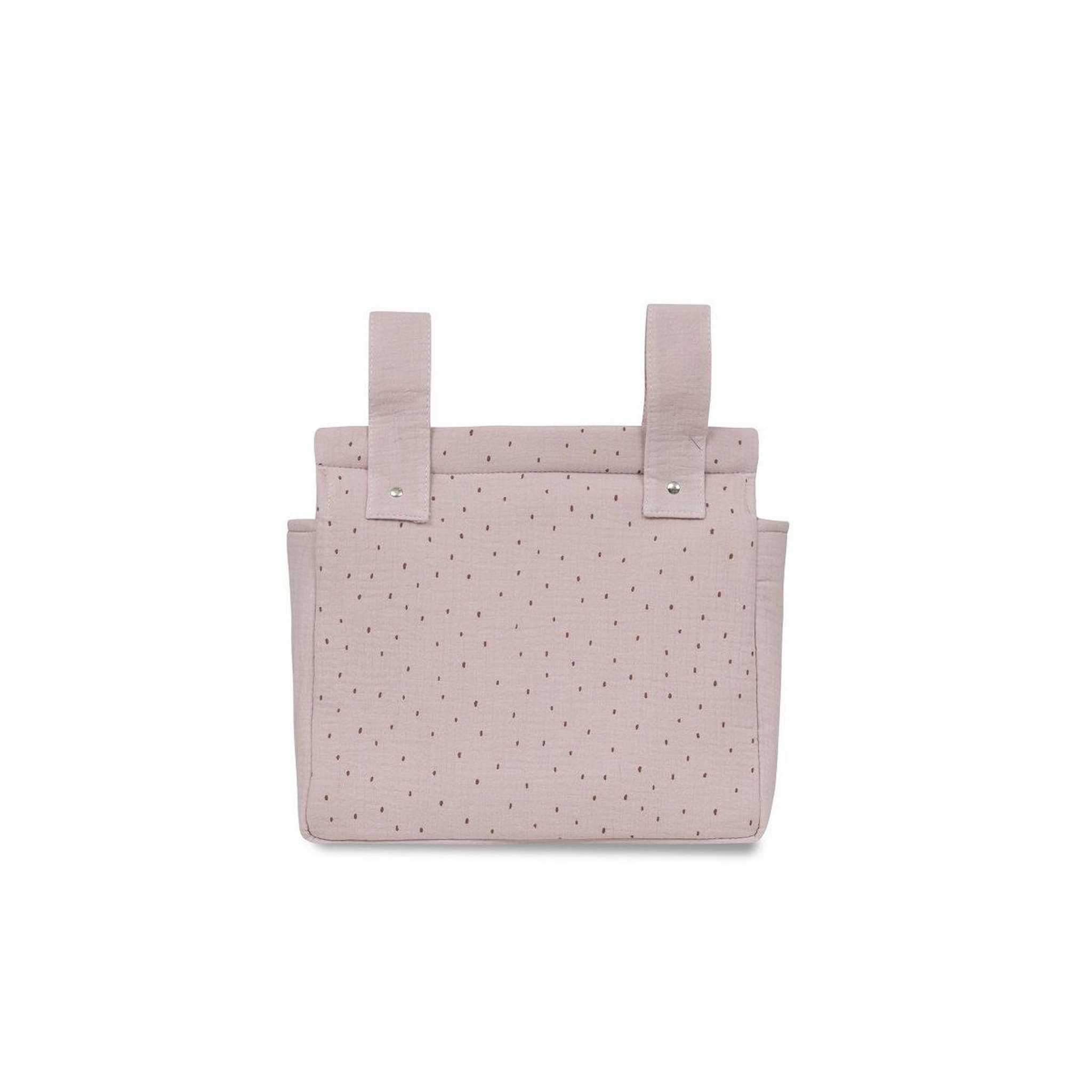 INTERBABY Sac de poussette  pois - coton mousseline - rose foncé - se suspend au guidon