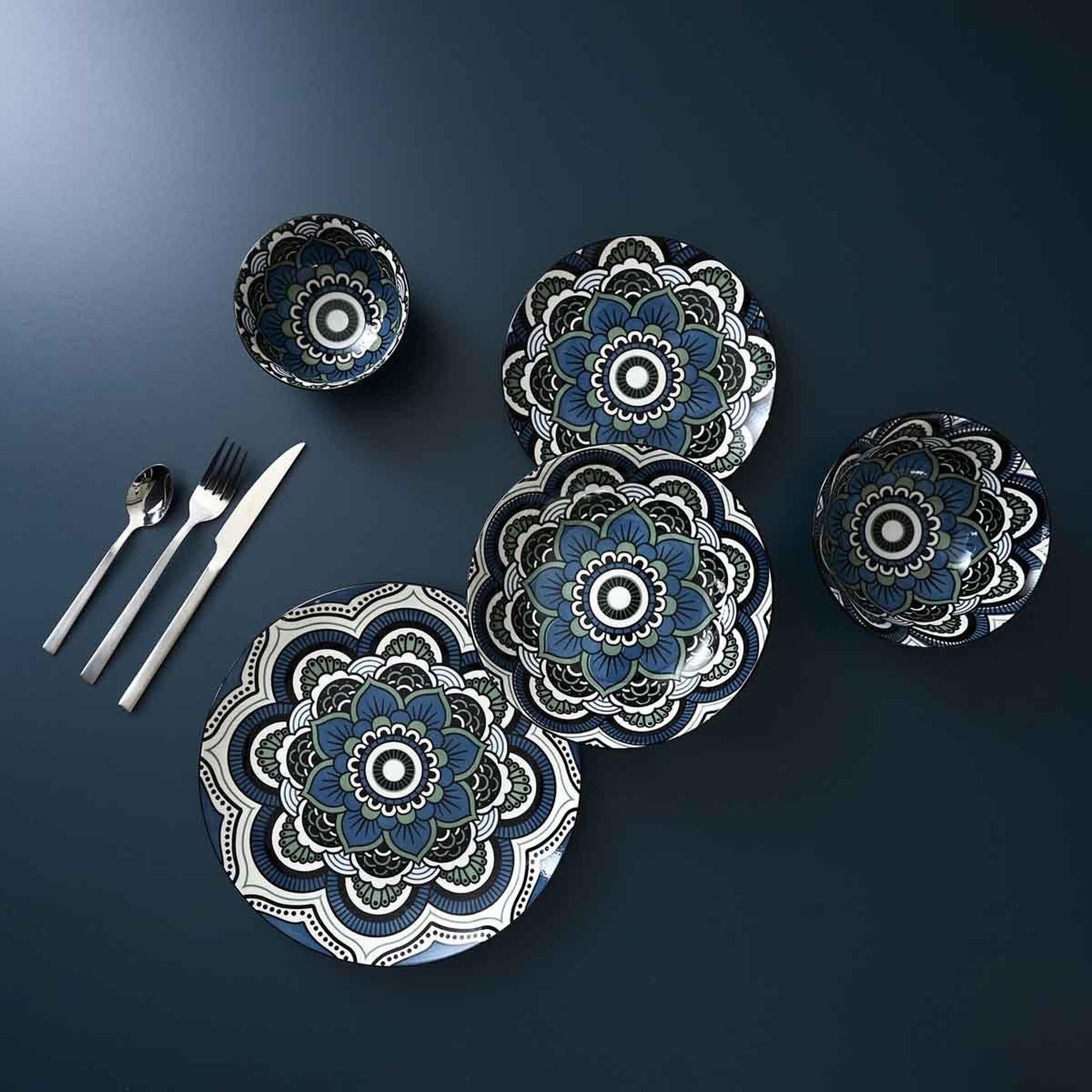 Voir la diapositive 4 : The Home Deco Factory Coupelle en céramique  mandala  22cl bleu