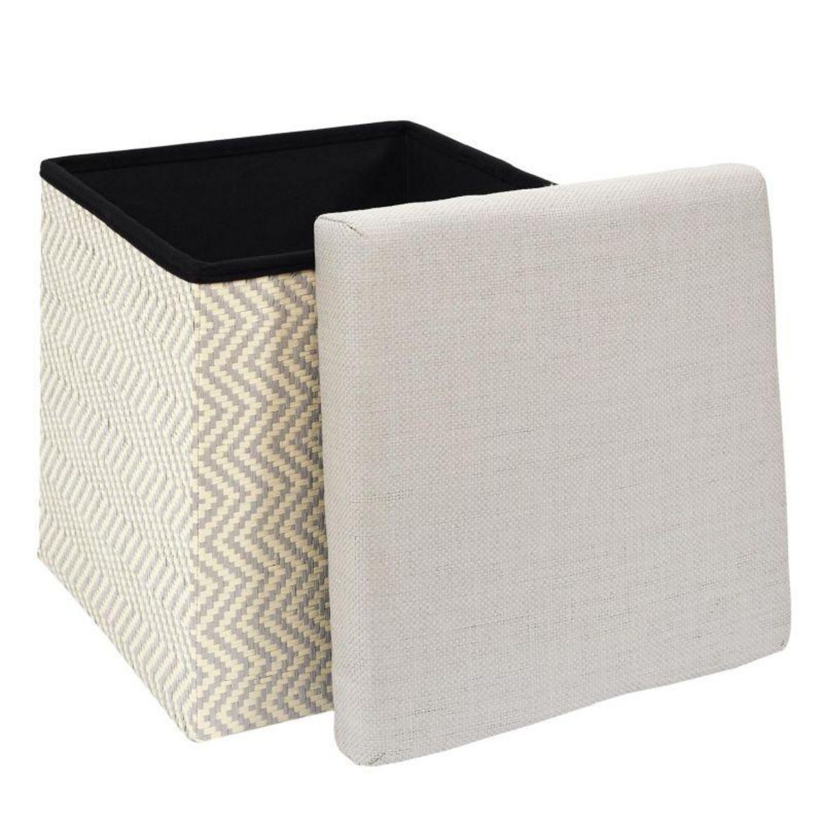 Paris Prix Pouf Coffre Pliable  Tressé  38cm Gris