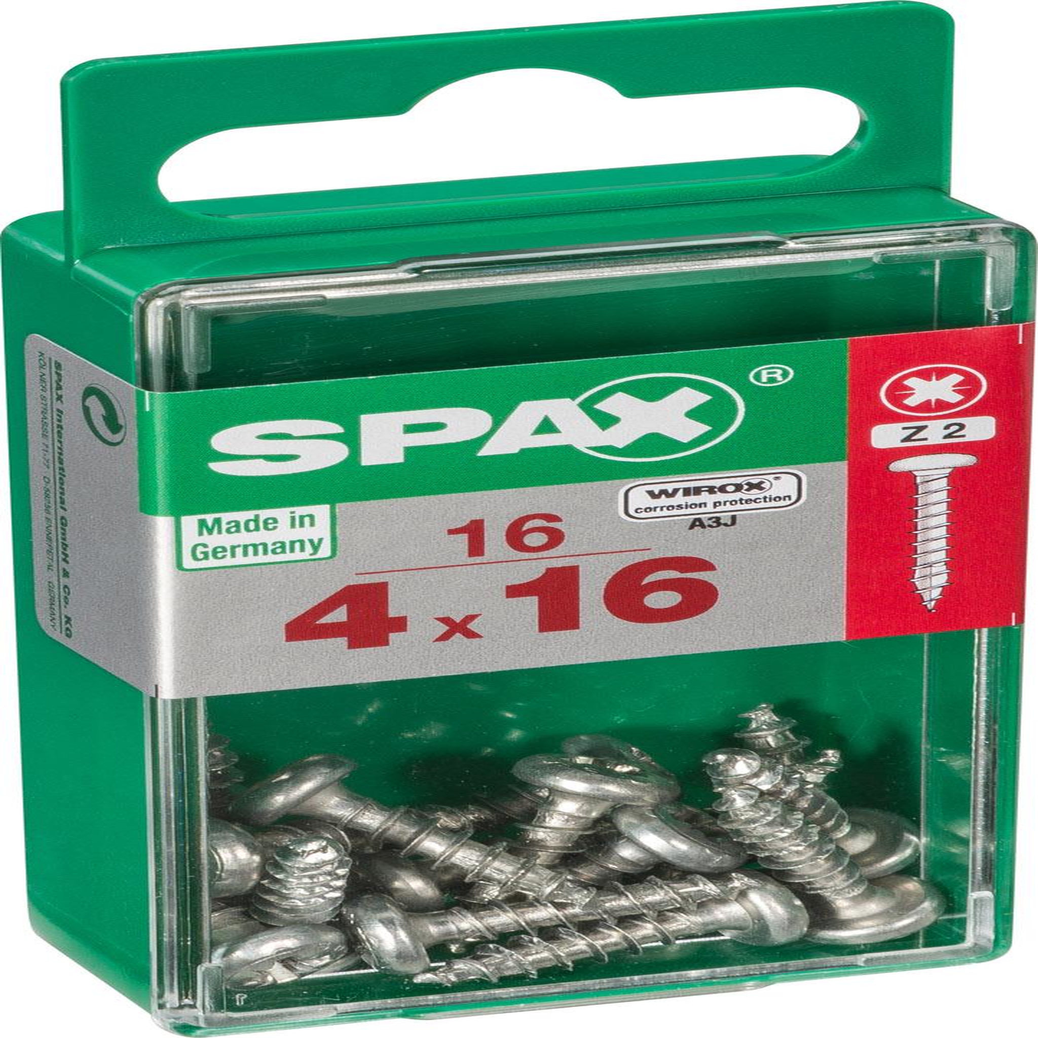 CENTRALE BRICO Lot de 16 vis acier tête cylindrique bombée SPAX, Diam.4 mm x L.16 mm