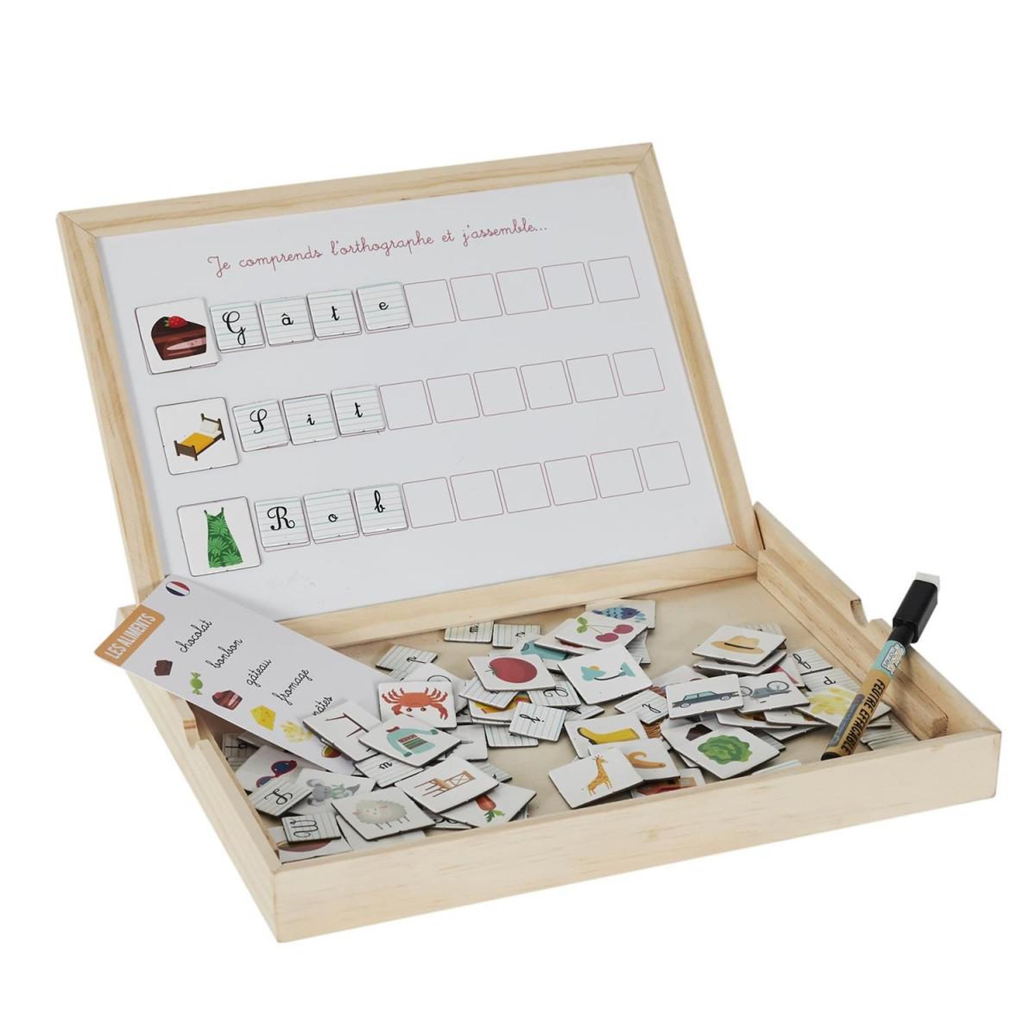 Voir la diapositive 2 : Jeux 2 momes Tableau éducatif lettres  montessori  29cm multicolore
