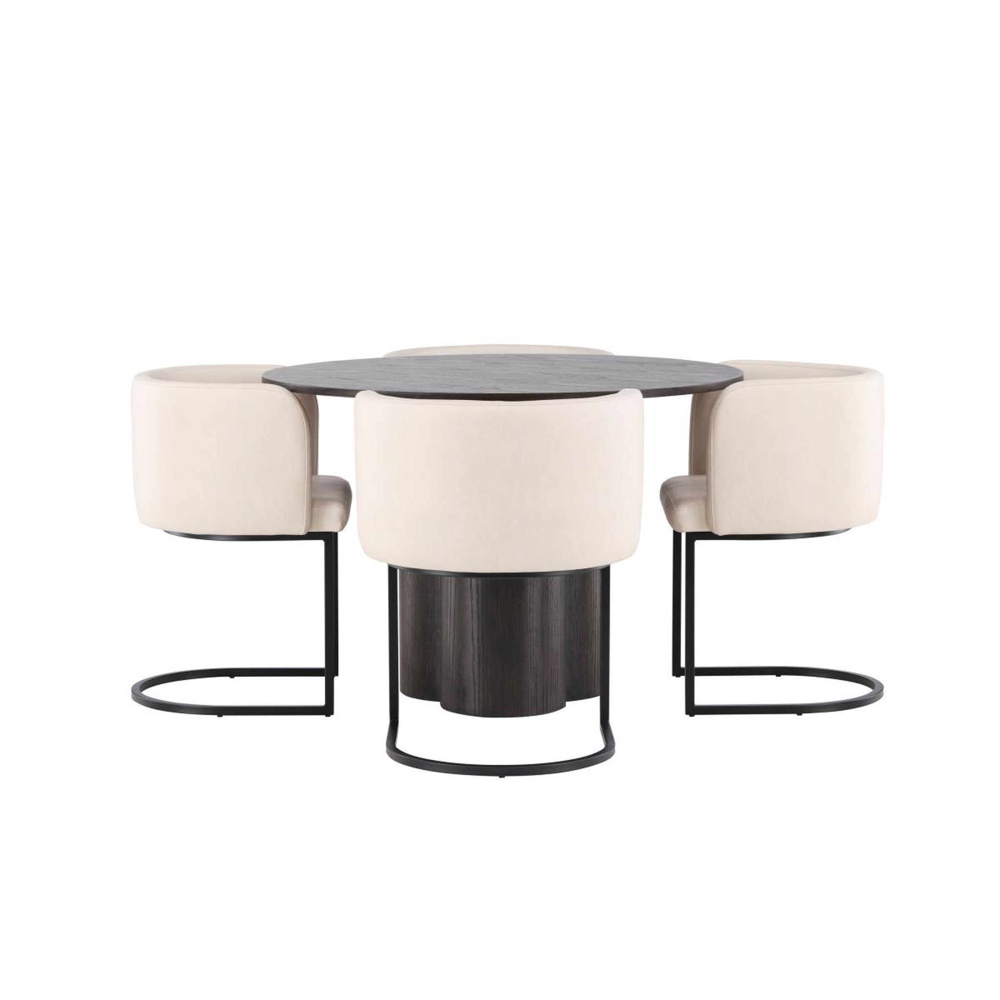 Voir la diapositive 2 : Paris Prix Ensemble table à manger & 4 chaises  olivia & simrishamn  110cm moka & beige