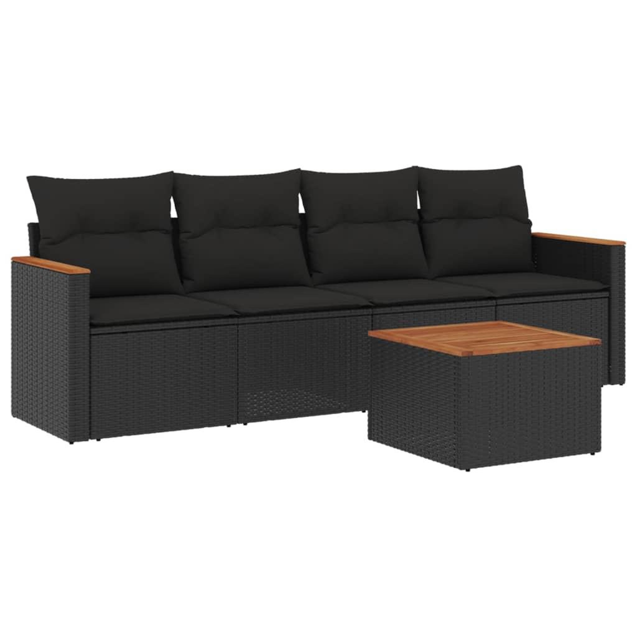 Voir la diapositive 2 : VIDAXL Salon de jardin 5 pcs avec coussins noir resine tressee