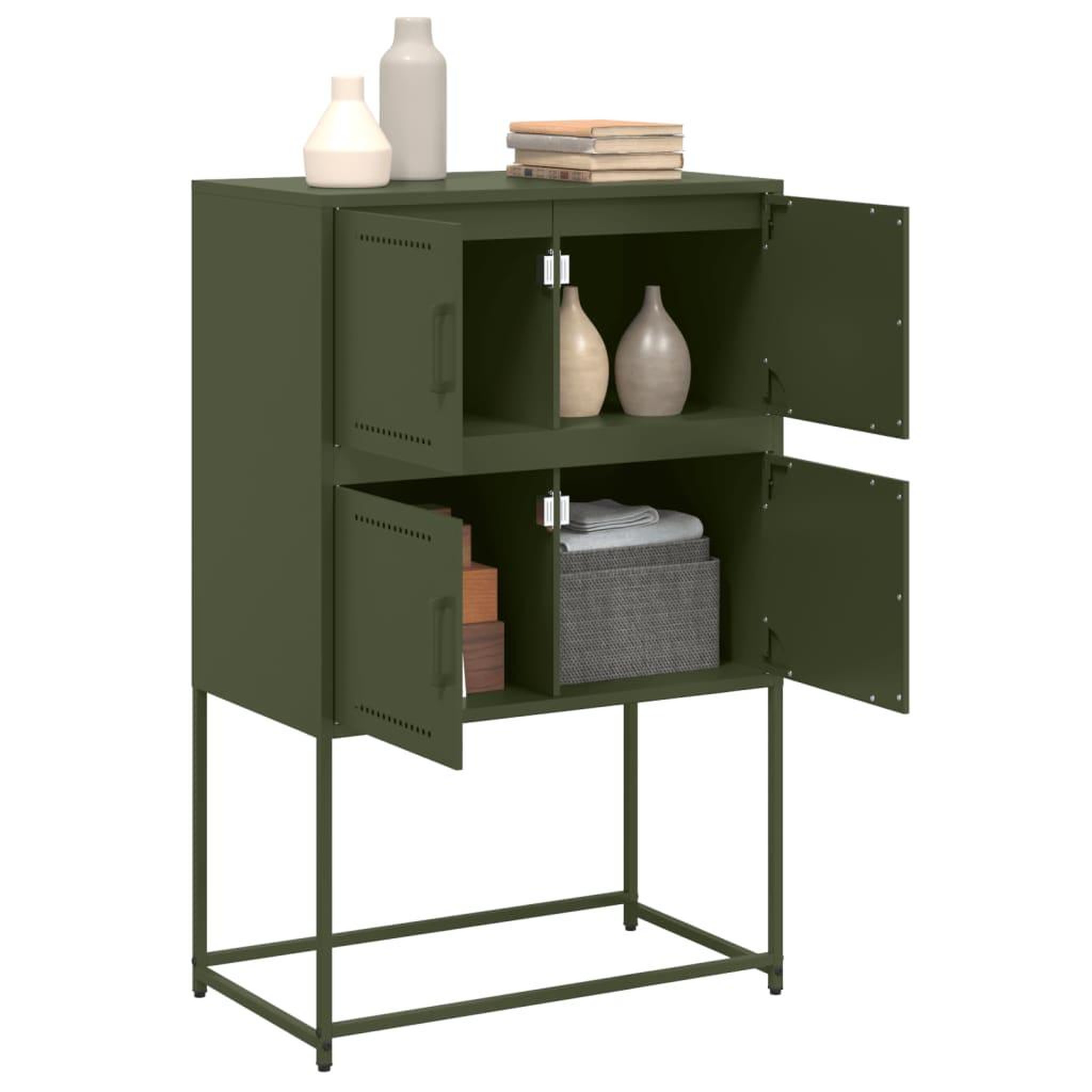 Voir la diapositive 5 : VIDAXL Buffet vert olive 68,5x38,5x107 cm acier