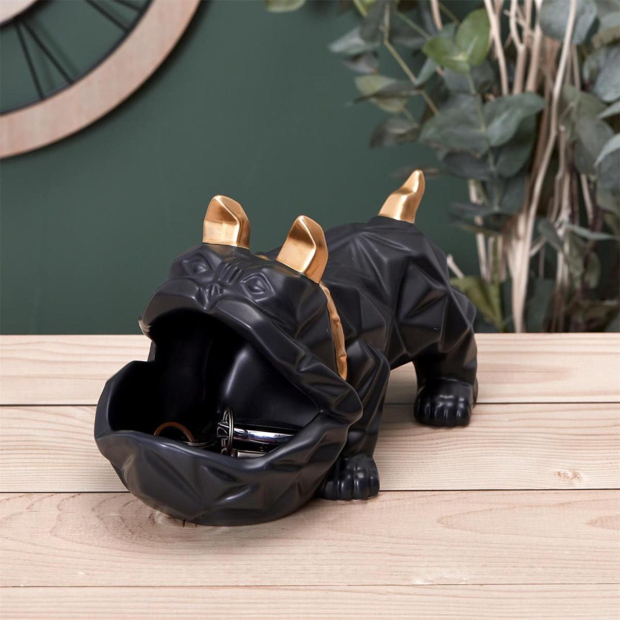 Voir la diapositive 6 : The Home Deco Factory Statuette & vide-poche  bulldog  30cm noir