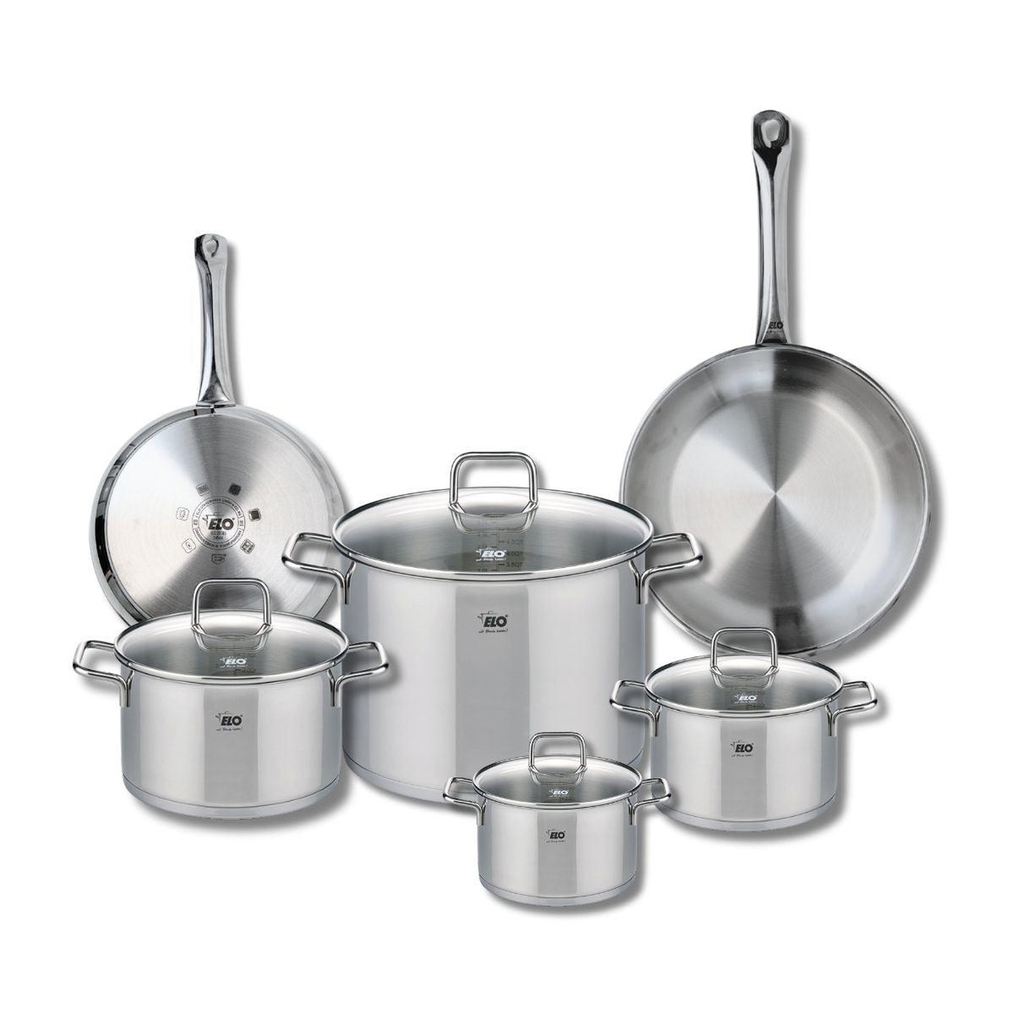 ELO Ensemble de 2 poêles de cuisson 24 et 28 cm et 4 faitouts 14, 16, 20 et 26 cm elo profi citrin