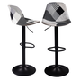 Voir la diapositive 1 : ID MARKET Lot de 2 tabourets de bar KARL design patchworks noirs, gris et blancs pied noir
